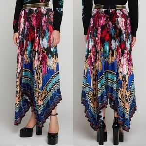 🆕 ALICE+OLIVIA Katz Floral Pleat Handkerchief Maxi Skirt in “Perfect Day” Sz 0